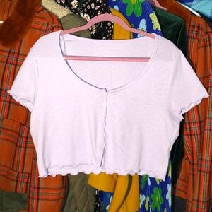 Aeropostale  Purple Lettuce Hem Crop Top XXL